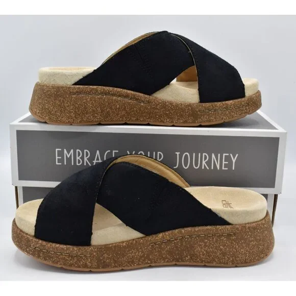 Dansko Womens Size EU 38 Bridget Black Burnished Suede Comfort Slides Sandals - Picture 8 of 14